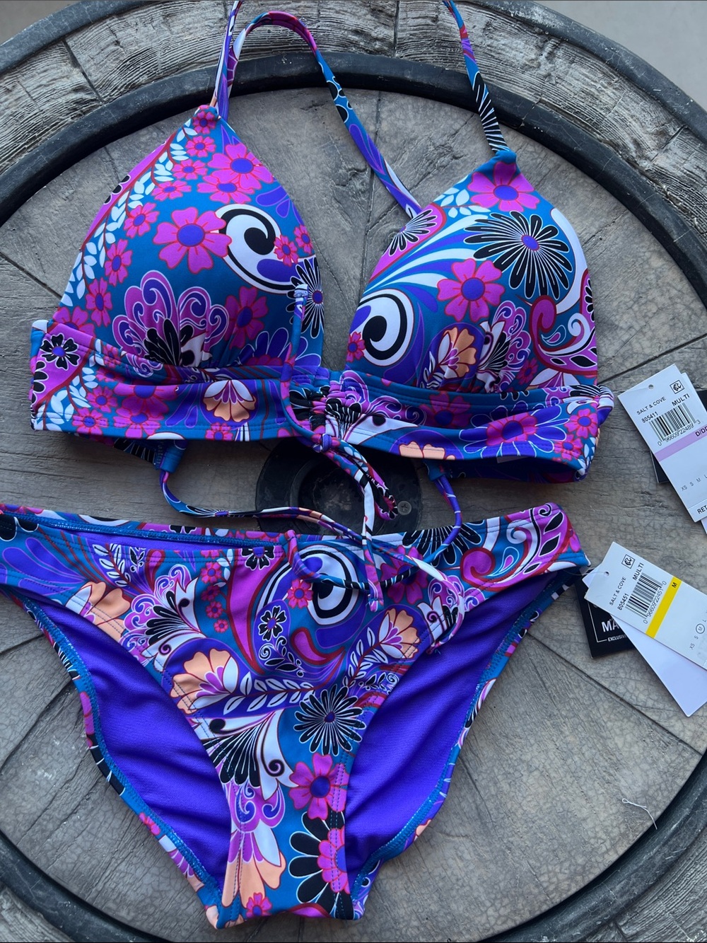Vibrant Floral Purple & Pink Bikini Set D/DD / Medium B1